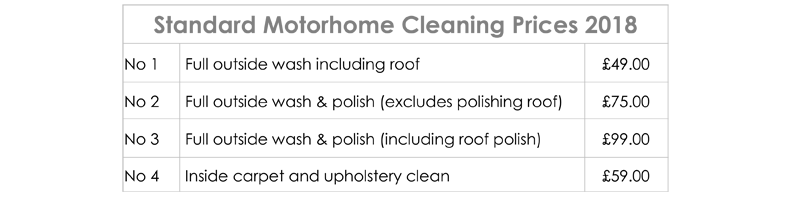 standard motor homne cleaning prices Old Oaks 2018